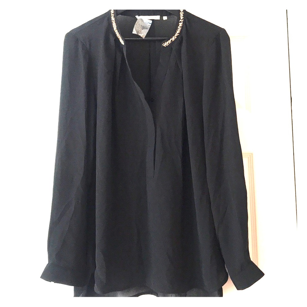 Sheer black beaded top size L